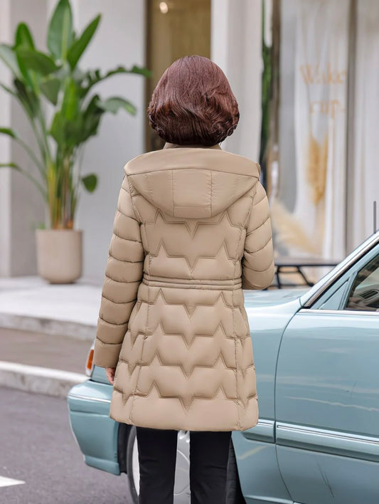 Chevron-quilted puffer jacket.