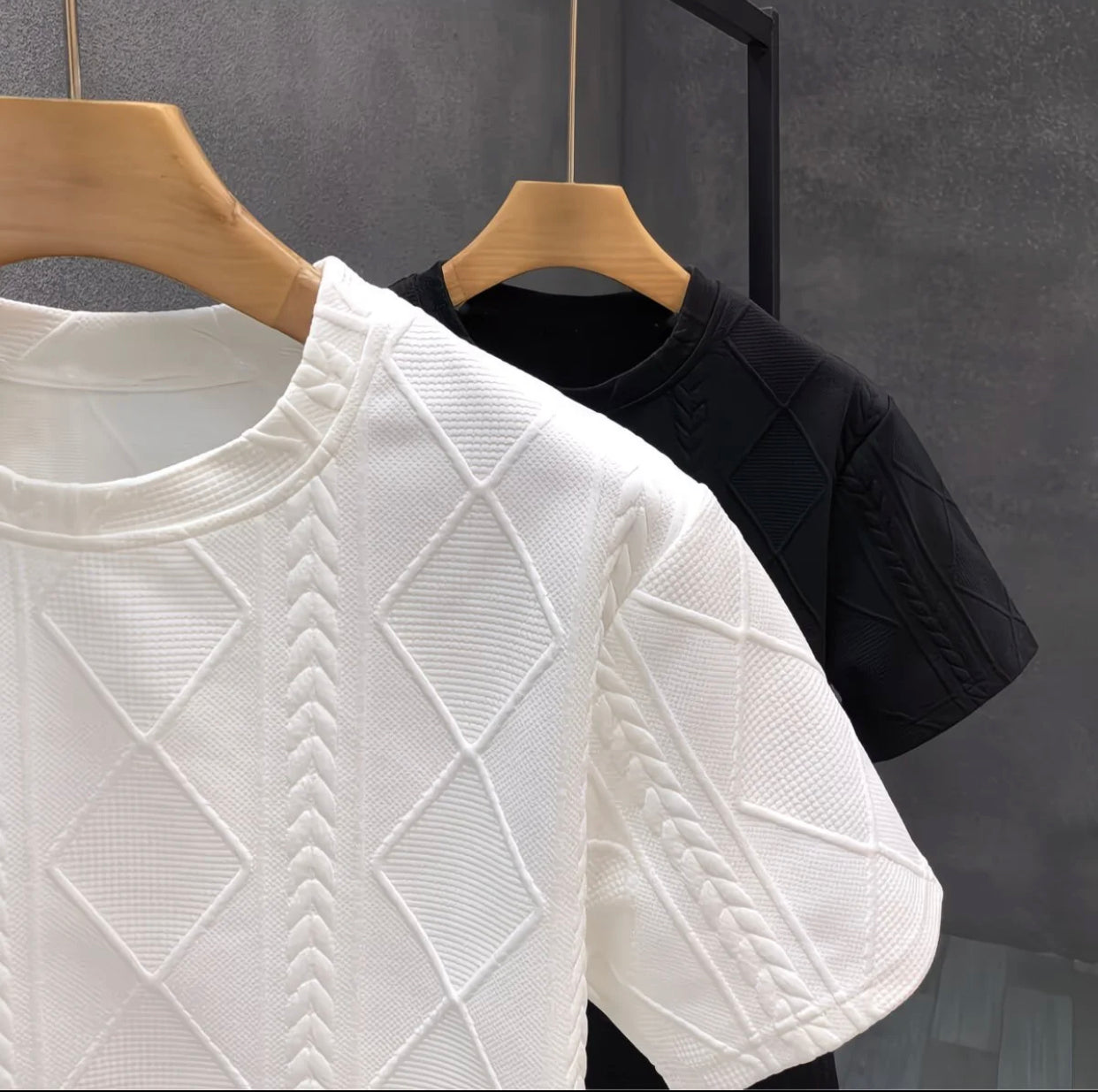 Black Men's Ice Silk Short-Sleeved T-Shirt.