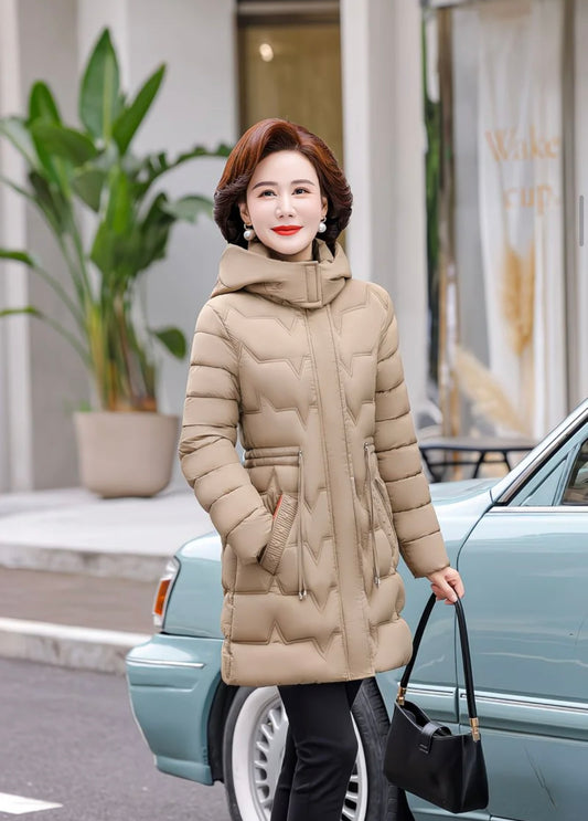 Chevron-quilted puffer jacket.