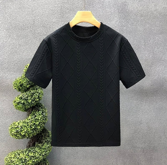 Black Men's Ice Silk Short-Sleeved T-Shirt.